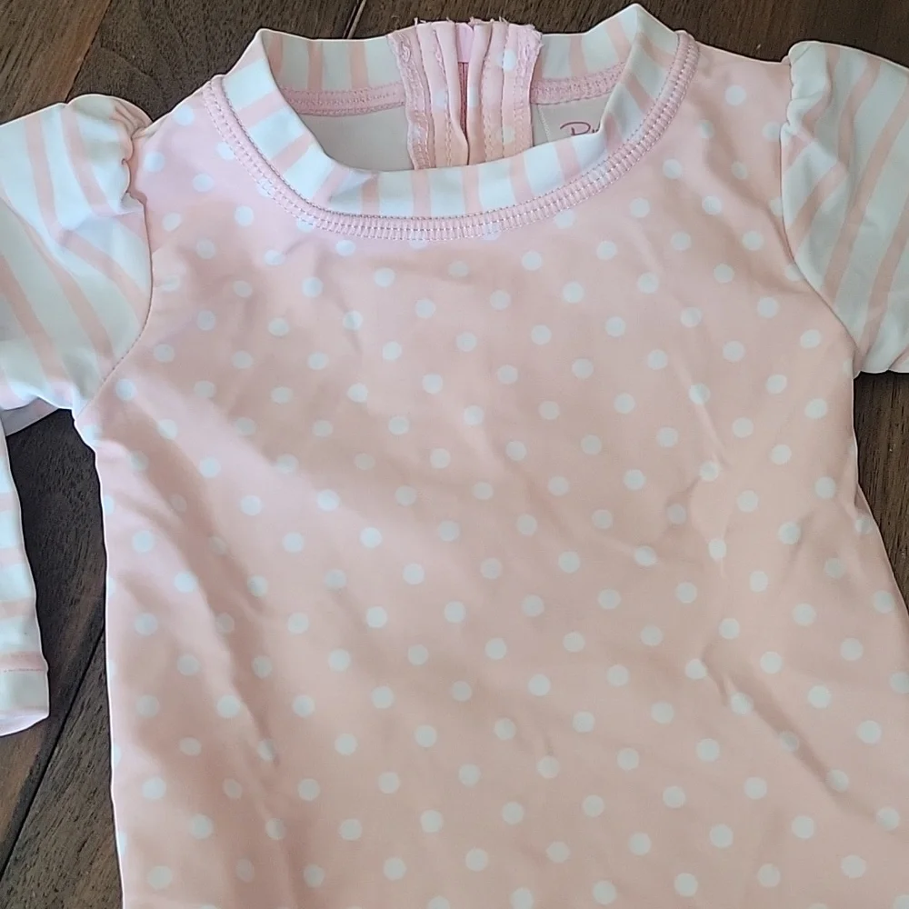 RuffleButts UPF 50 Long Sleeved One Piece Rashguard Swimsuit 3-6M